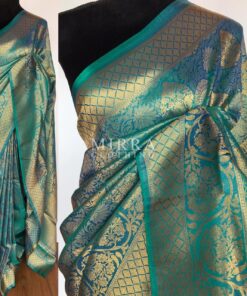 Blue Banarasi Silk Saree with gold zari body weaves