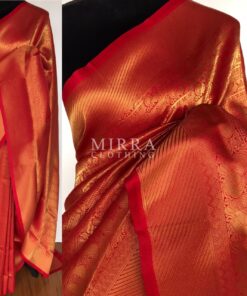 Chilli Red Banarasi Silk Saree with Gold Zari Weaves