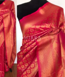 Hot Pink Banarasi Silk Saree with Gold Zari Weaves