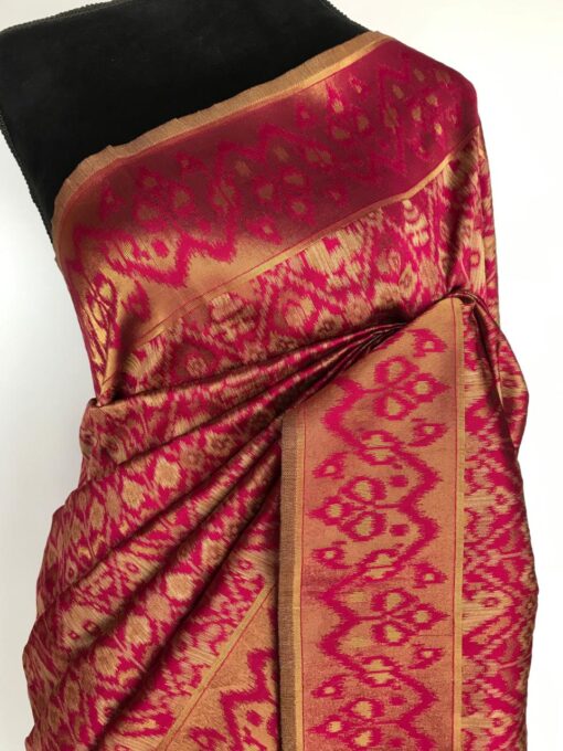 Pink Jute Silk Saree with Kotki Weaves