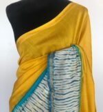 Yellow Chanderi Silk Saree with Shibori Prints