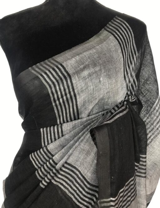 Black Linen Saree