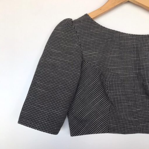 Black Chequered Cotton Blouse