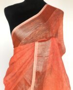 Peach Pure Linen Saree