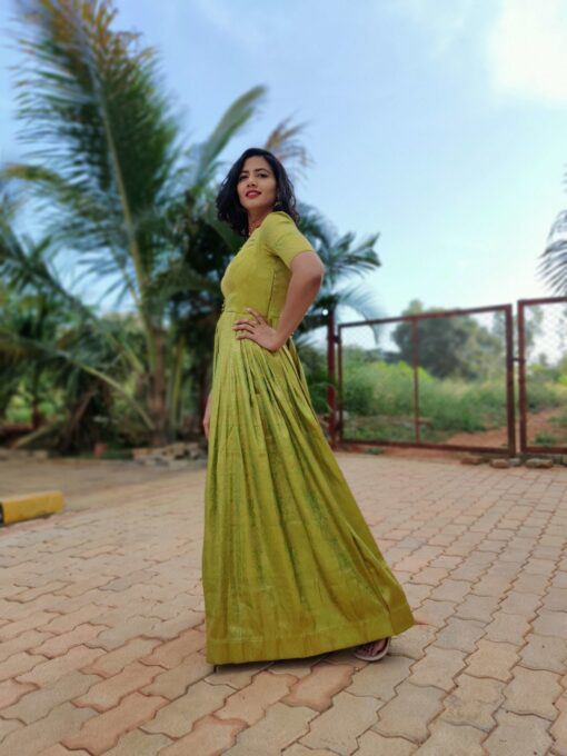 Green Banarasi Silk Dress