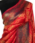 Red Banarasi Silk Saree with Antique Gold Zari Weaves