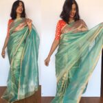 Turquoise Tissue Silk Saree