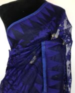 Blue Handwoven Cotton Silk Jamdani Saree