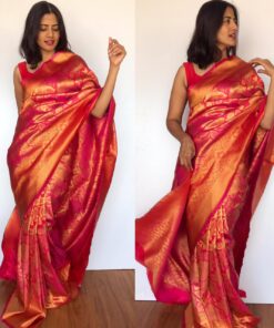 Pink Banarasi Silk Saree with Antique Zari Weaves