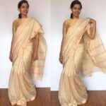 Off white Mangalagiri Silk Saree with gold zari checks