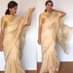 Off white Mangalagiri Silk Saree with gold zari checks