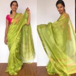 Green Mangalagiri Silk Saree with gold zari checks