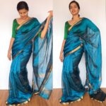 Ocean Blue Mangalagiri Silk Saree with gold zari checks