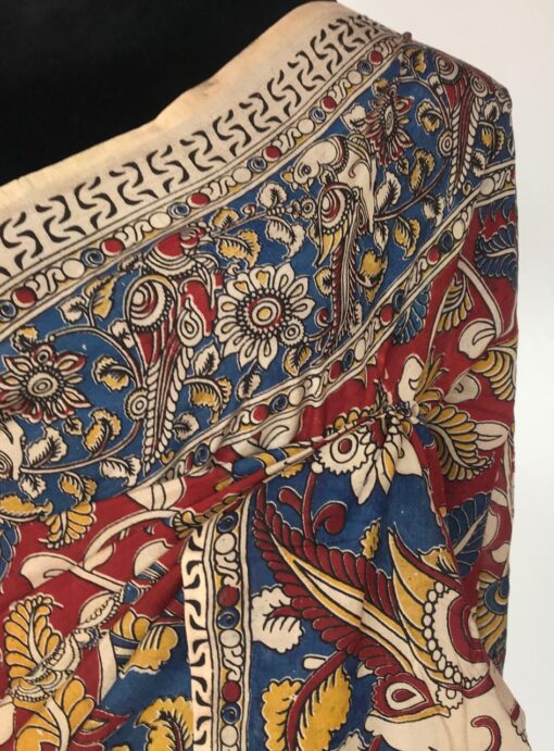 Maroon Printed Kalamkari Silk Saree