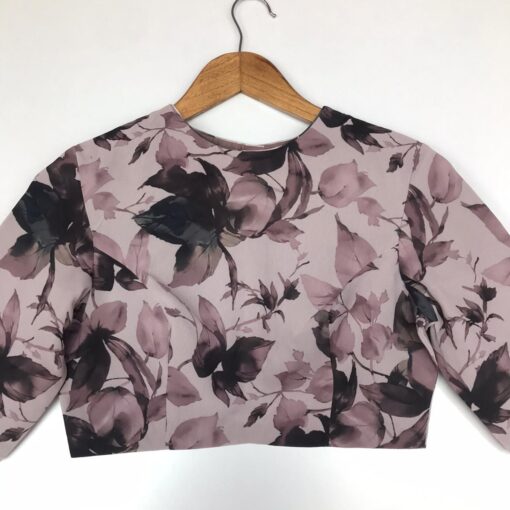 Mauve Georgette Blouse With Floral Prints