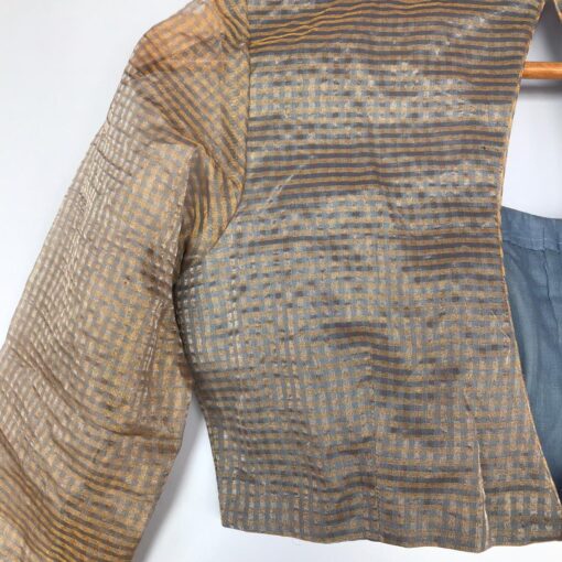 Grey Chanderi Silk Blouse with Zari Checks