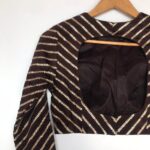 Coffee Brown Chinnon Silk Blouse with Sequins Embroidery in Leheriya Pattern