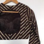 Coffee Brown Chinnon Silk Blouse with Sequins Embroidery in Leheriya Pattern