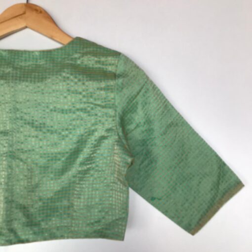 Sea Green Chanderi Silk Blouse with Zari Checks