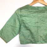 Sea Green Chanderi Silk Blouse with Zari Checks