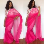 Pink Chiffon Saree with Badla work