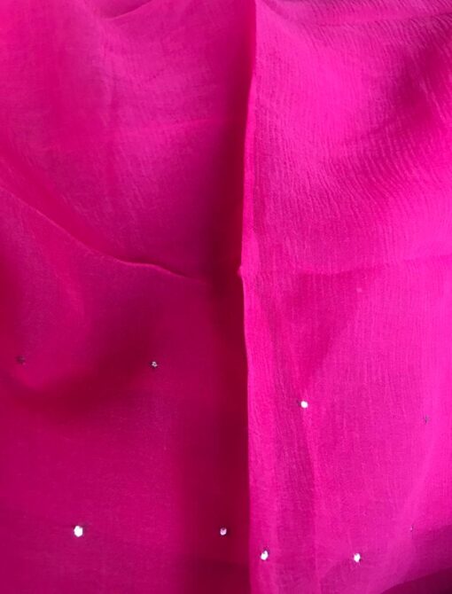 Pink Chiffon Saree with Badla work