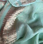 Sea Green Banarasi Silk Saree in Georgette adorned with Gold Zari Motifs