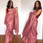 Dusty Pink Handwoven Tussar Silk Saree