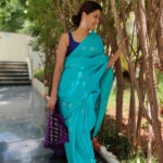 Cyan Blue Kanchivaram Silk Saree with Silver Zari Motifs