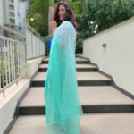 Mint Ombre Chiffon Saree with Badla work