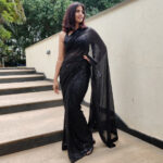 Black Georgette Saree with Embroidered Sequins