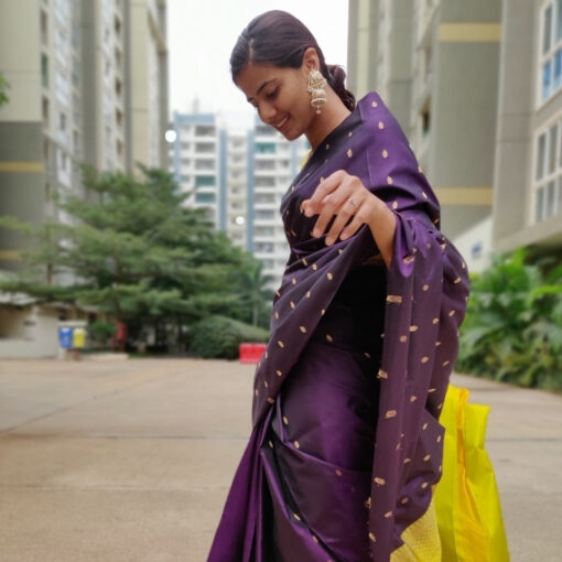 Eggplant Purple Kanjivaram Silk Saree