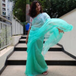 Mint Ombre Chiffon Saree with Badla work