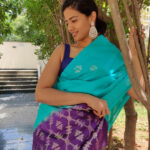 Cyan Blue Kanchivaram Silk Saree with Silver Zari Motifs