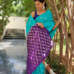 Cyan Blue Kanchivaram Silk Saree with Silver Zari Motifs