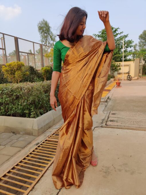 Molten Gold Tissue Silk Saree