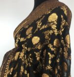 Black Banarasi Silk Saree in Georgette adorned with Gold Zari Motifs