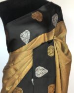 Black Gold Kora Silk Saree with Gold Zari Weaves