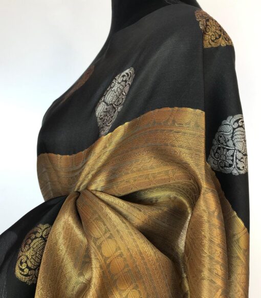 Gold Kora Silk Saree with Gold Zari Weaves