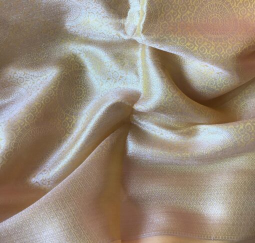 Butter Yellow Banarasi Silk Saree with Silver Zari Weaves