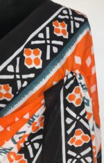 Orange Printed Mul Cotton Saree