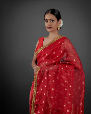 Red Tissue Silk saree trending in 2025