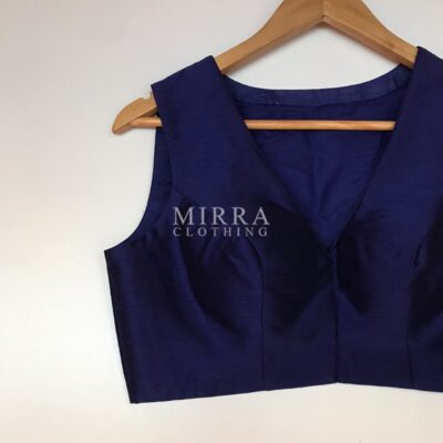 Latest Royal Blue readymade blouse for red saree at Mirra Clothing 2025