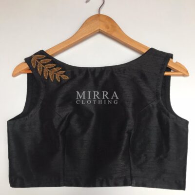 Latest Black embroidered readymade blouse for red saree at Mirra Clothing 2025