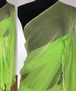 Green Ombre Chiffon Saree with Badla work