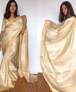 Ivory Pure Tussar Silk Saree