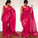 Hot Pink Linen Jamdani Saree