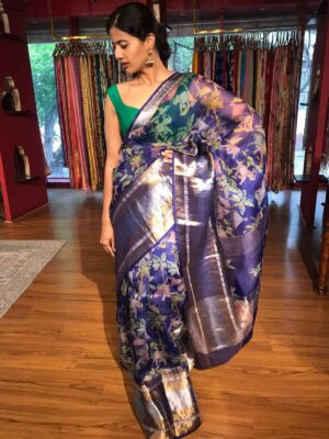 Royal Blue Organza Saree trending in 2025