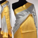 Silver White Kora Silk Saree with Silver Zari Weaves