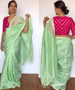 Mint Green Pure Mangalagiri Silk Saree